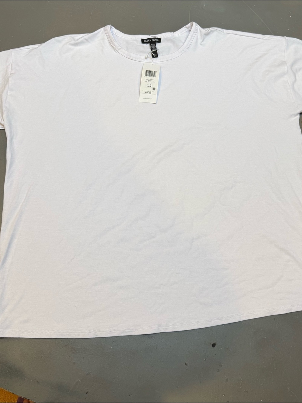 Eileen Fisher White Short-Sleeve Crewneck Tee